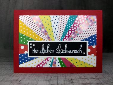 Grußkarte Glückwunschkarte mit Strahlen handgemacht